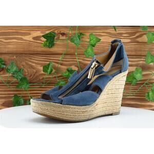 Michael Kors Sz 6.5‎ M Blue Gladiator Fabric Women Sandals